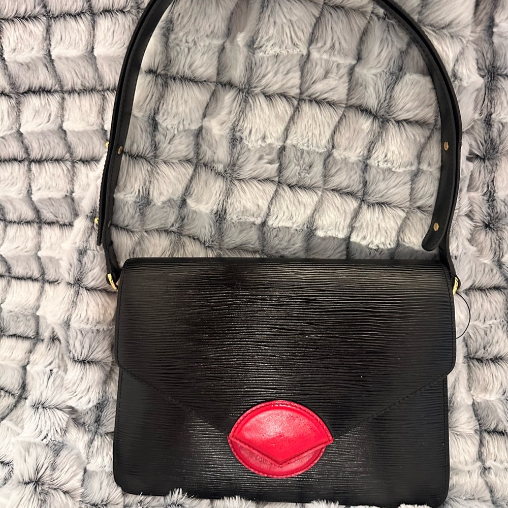 Louis Vuitton Black and Red Shoulder Bag with Bold Accent